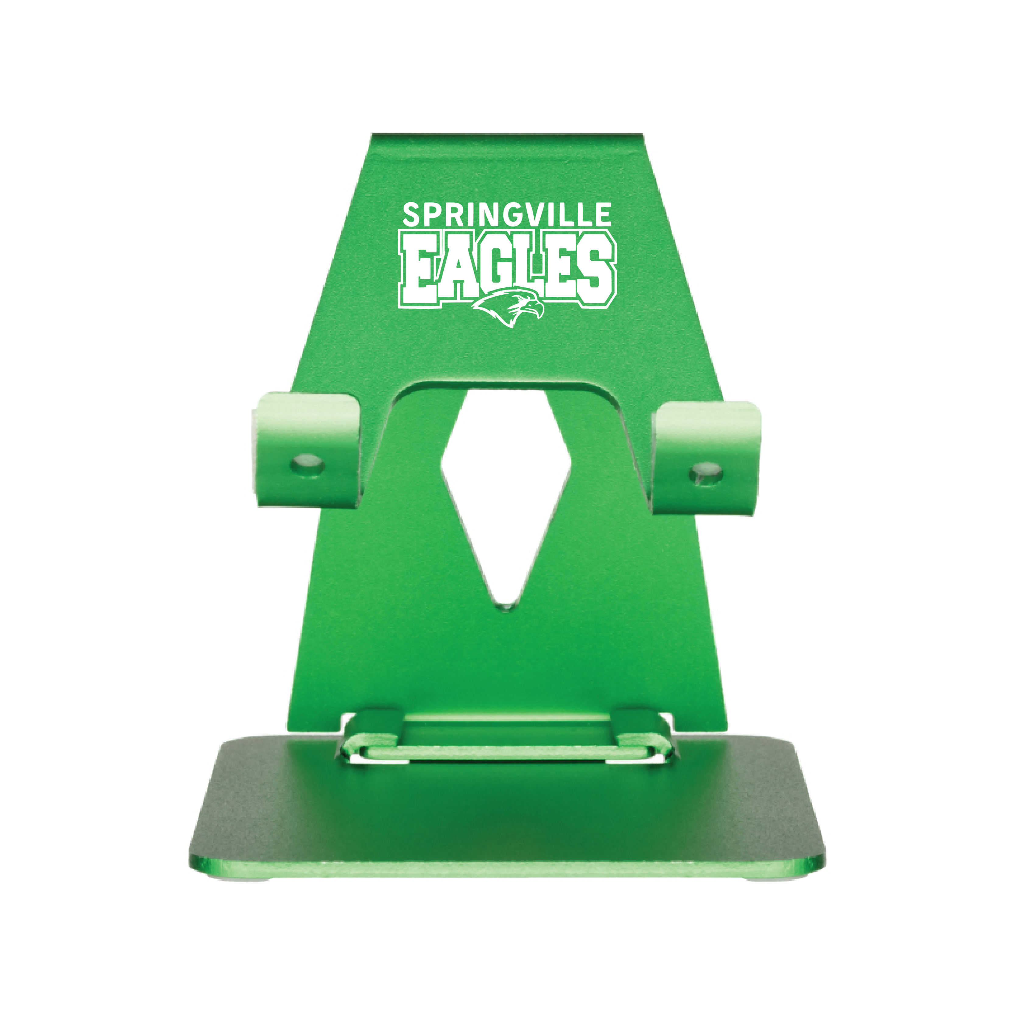 Green Aluminum iPad Stand with Springville Logo Main Image